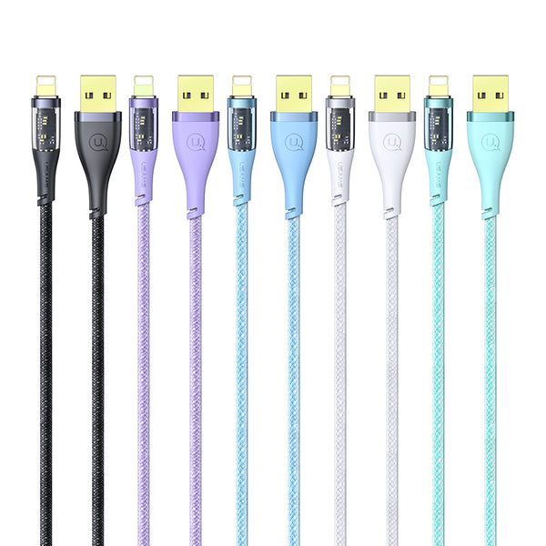 USAMS US-SJ571 Lightning Aluminum Alloy Transparent Data Cable Icy Series (1.2M)