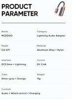 MCDODO CA-6710 Oryx Series Lightning to Lightning and DC 3.5mm Cable